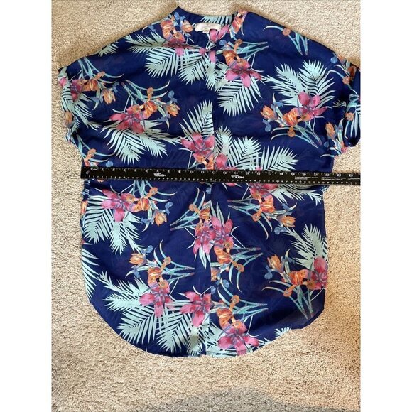 Pia Rossini Women's Floral Tunic Cover Up Size S/M Short Dolman Sleeve Chiffon - Picture 8 of 11